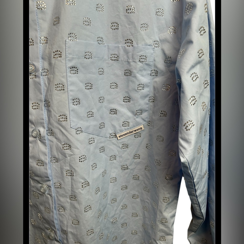 Alexander Wang Blue Rhinestone Wool/Cashmere PJ Set W Boxer Shorts Size Small - Picture 5 of 9